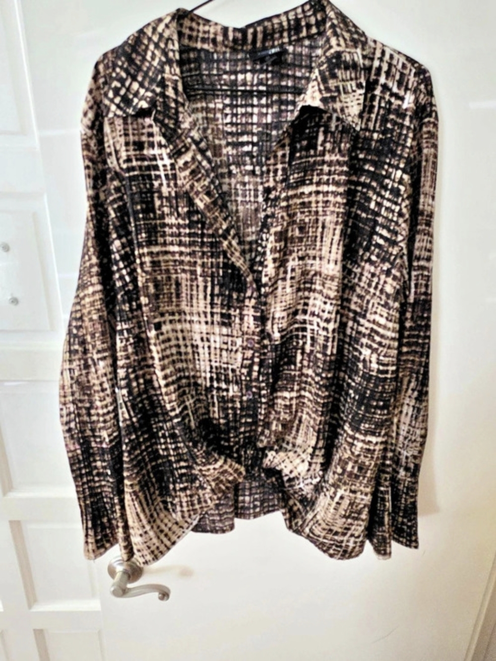 east 5th Abstract Blouse in Brown & Black Size 3X Like New